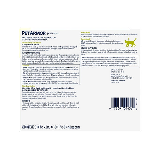 PetArmor Plus Flea & Tick Protection for Cats, 8-Month Supply - Image 3