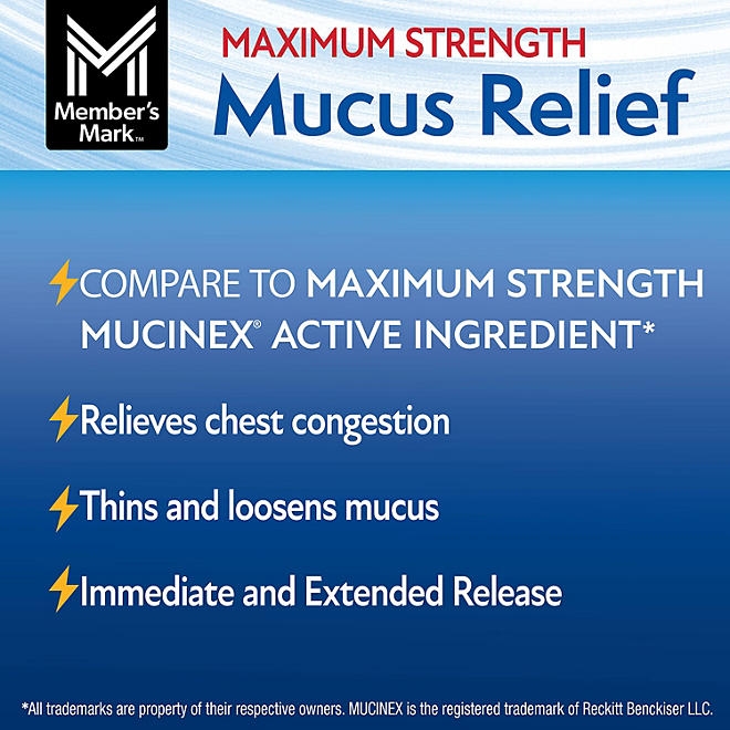Member's Mark Max Strength Mucus Relief Guaifenesin Tablets, 1200 mg, 56 ct. - Image 5