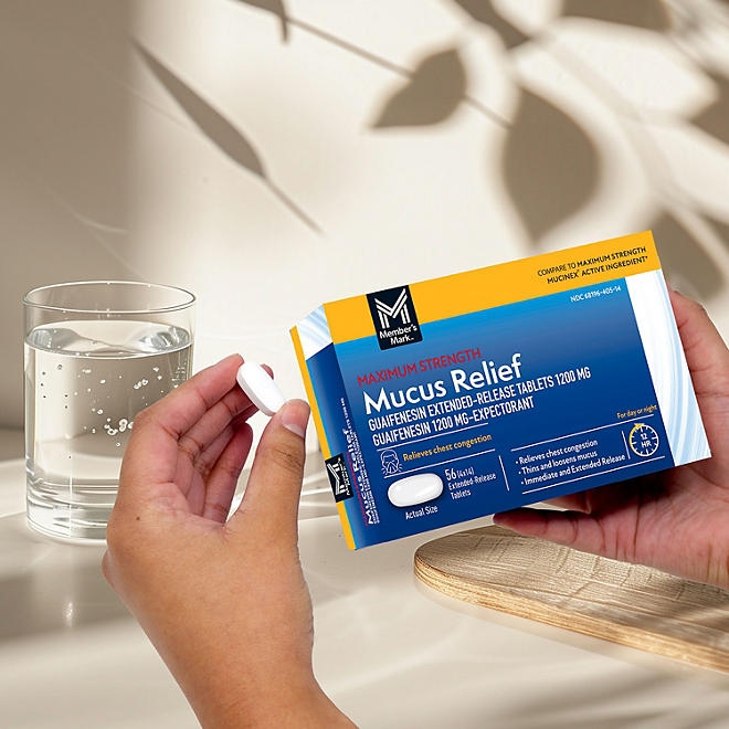 Member's Mark Max Strength Mucus Relief Guaifenesin Tablets, 1200 mg, 56 ct. - Image 7