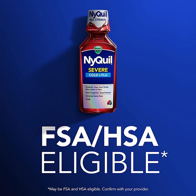 Vicks DayQuil & NyQuil Severe Cold & Flu Relief Liquid, Berry, 12 fl. oz., 3 pk. - Image 9