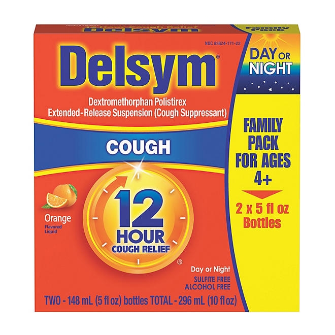 Delsym 12-Hr. Cough Relief Liquid, Orange 2 pk., 5 fl. oz./pk. - Image 2