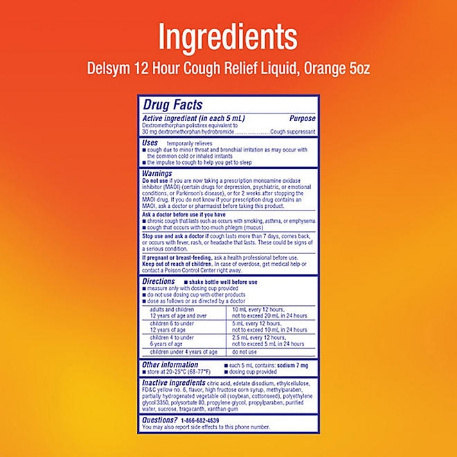 Delsym 12-Hr. Cough Relief Liquid, Orange 2 pk., 5 fl. oz./pk. - Image 8
