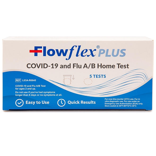 Flowflex Plus COVID-19, Flu A/B 3-in-1 Antigen Self Test, 5 Pk. - Image 2