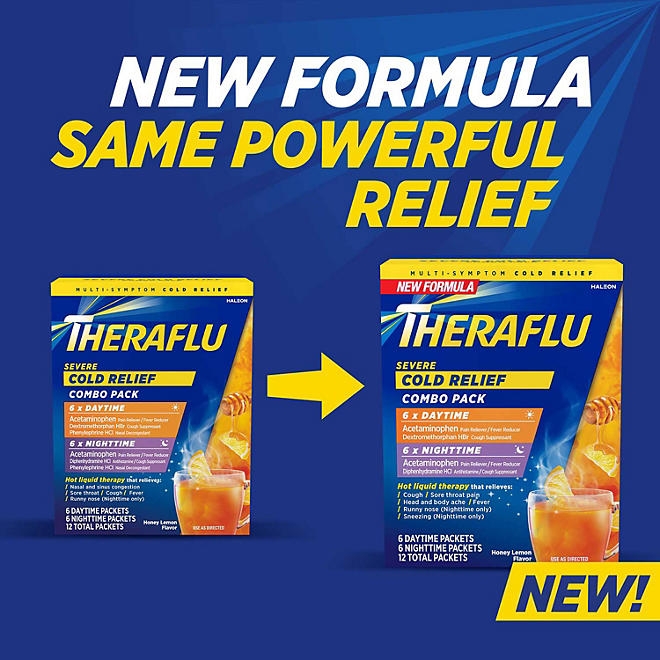 Theraflu MultiSymptom Severe Cold Relief Medicine/Nighttime Severe Cold and Cough Relief Medicine Powder, 24 ct. - Image 4