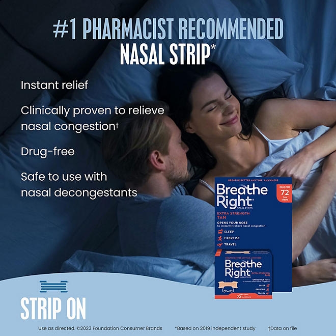 Breathe Right Extra Strength Nasal Strips, Tan, 72 ct. - Image 4