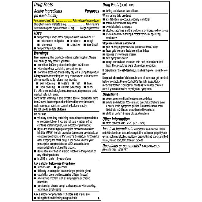 Coricidin HBP Max Strength Cold & Flu Tablets, 48 ct. - Image 3
