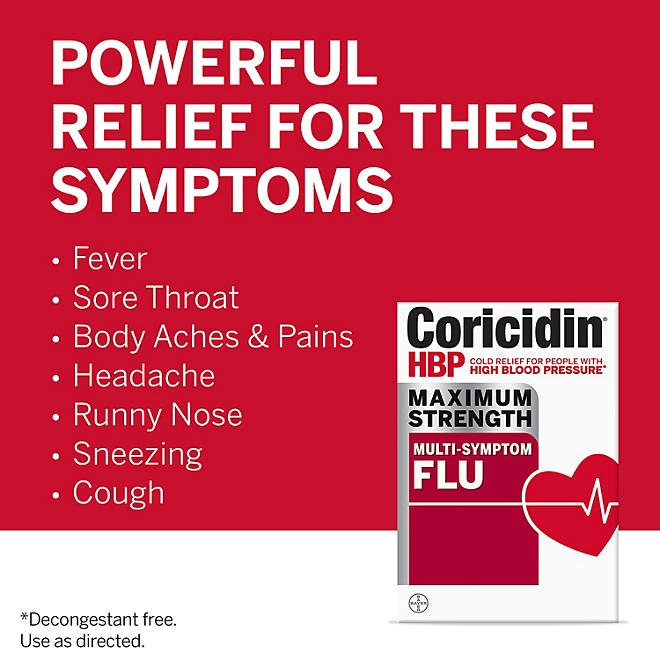 Coricidin HBP Max Strength Cold & Flu Tablets, 48 ct. - Image 5