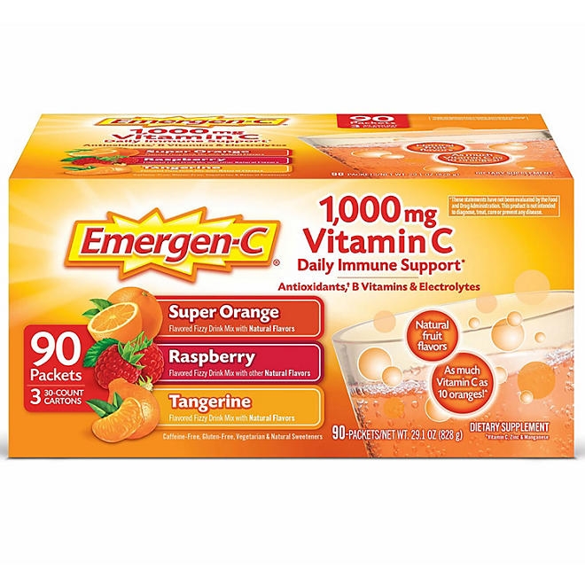 Emergen-C Vitamin C 1000mg Powder with Antioxidants Fizzy Drink Mix, 90 ct. - Image 2