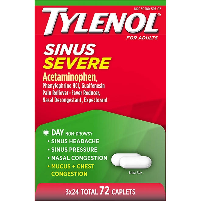 Tylenol Sinus Severe Daytime Caplets, 24 ct., 3pk. - Image 2