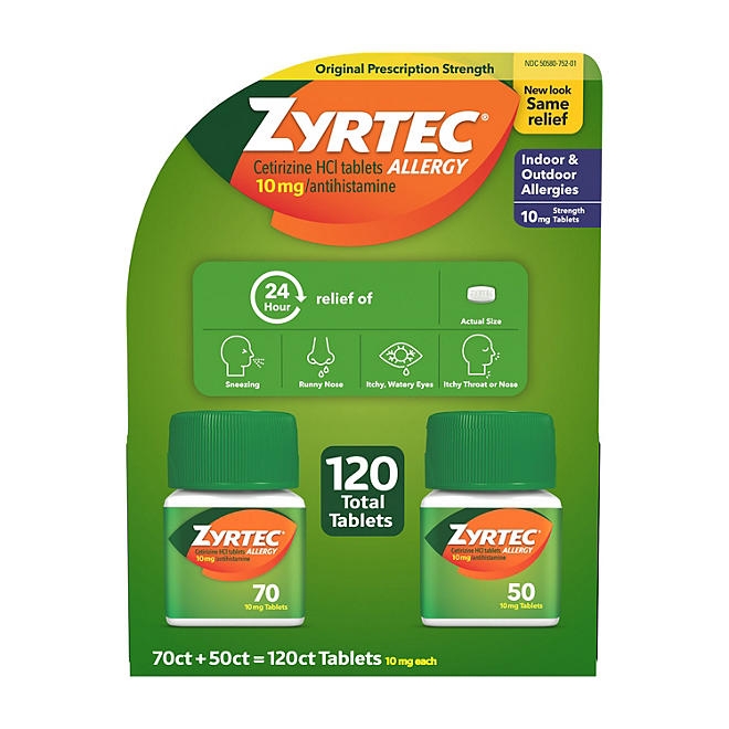Zyrtec Antihistamine Allergy Tablets, 10 mg. 120 ct. - Image 2