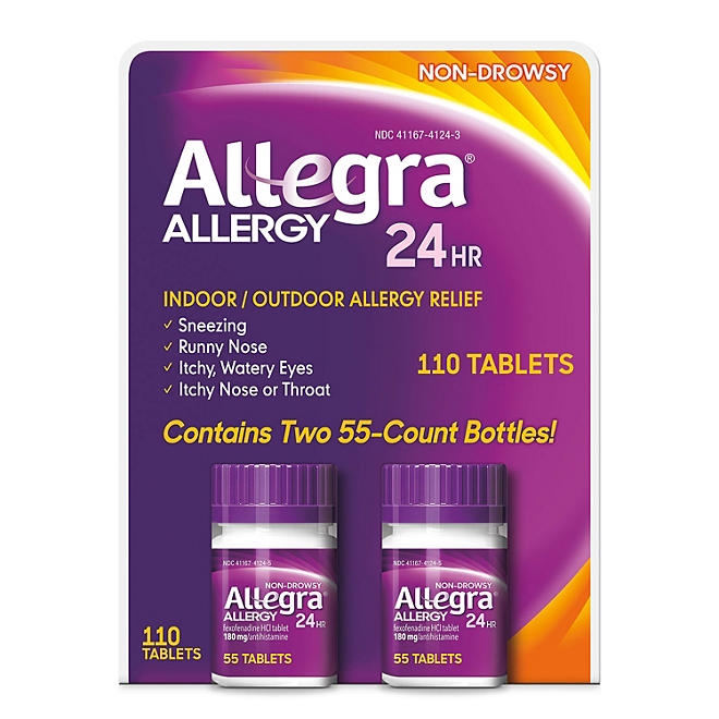 Allegra 24-Hour Indoor/Outdoor Allergy Relief Tablets, 180 mg 110 ct. - Image 2