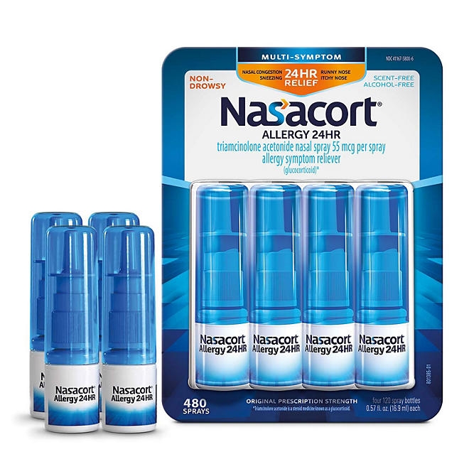 Nasacort Allergy 24-Hr. Non-Drowsy Nasal Spray 120 sprays/pk., 4 pk. - Image 2
