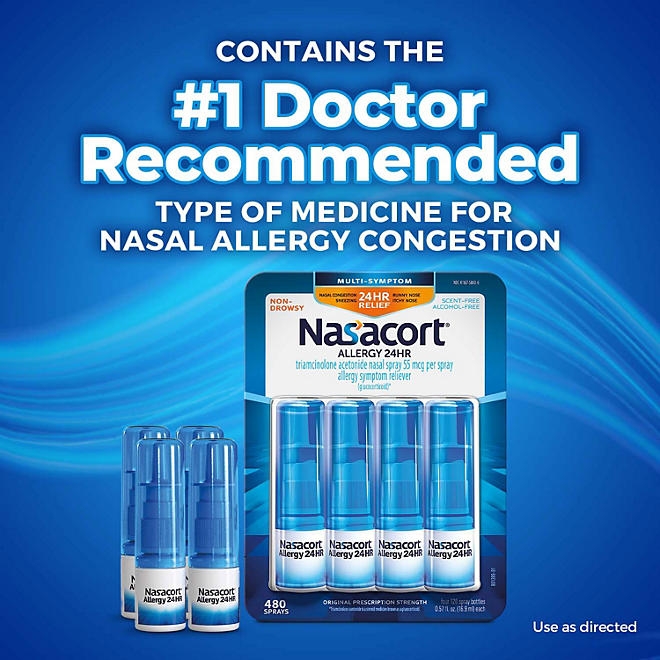 Nasacort Allergy 24-Hr. Non-Drowsy Nasal Spray 120 sprays/pk., 4 pk. - Image 6