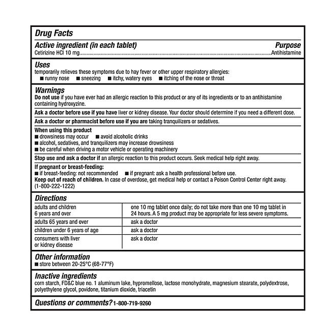 Member&rsquos Mark Allergy Relief Cetirizine Hydrochloride Tablets 10 mg, 400 ct. - Image 3