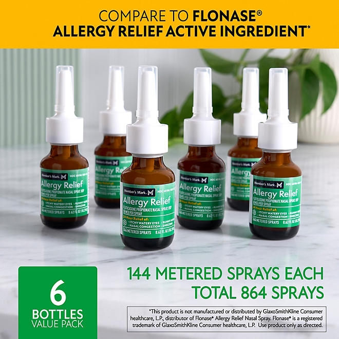 Member's Mark 50mcg Allergy Relief, Fluticasone Propionate Nasal Spray (0.62 fl. oz., 6 ct.) - Image 6