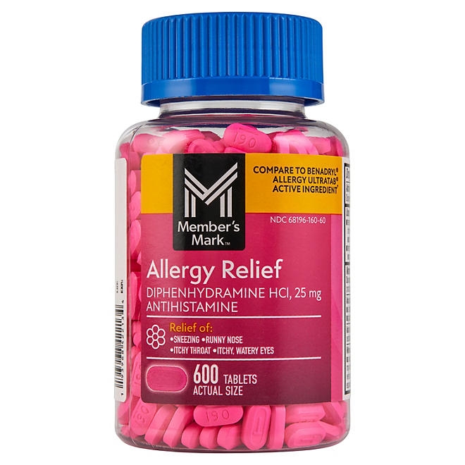 Member&rsquos Mark Allergy Relief Tablets, 25 mg Diphenhydramine HCL, 600 ct. - Image 2