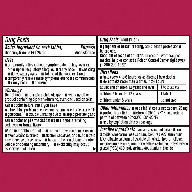 Member&rsquos Mark Allergy Relief Tablets, 25 mg Diphenhydramine HCL, 600 ct. - Image 3