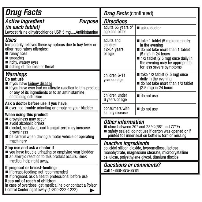 Member's Mark Levocetirizine Tablets, 5 mg, 400 ct. - Image 6