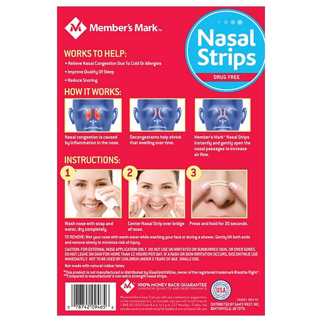 Member's Mark Extra Strength Drug Free Nasal Strips, Tan, 44 ct. - Image 4