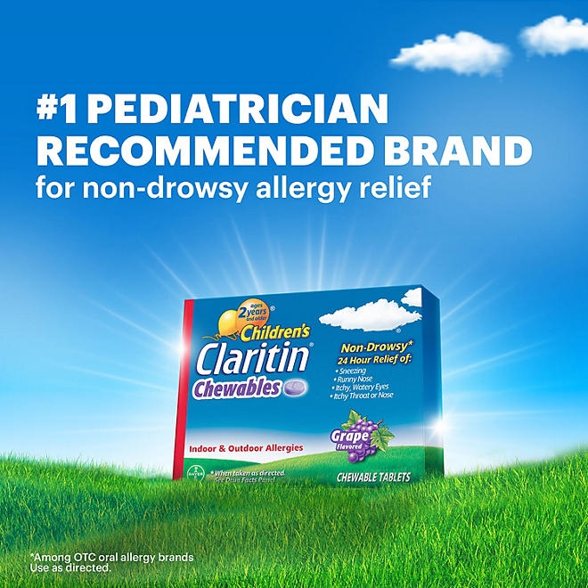 Children's Claritin Non-Drowsy Chewable Tablets, 5 mg Loratadine, Grape 40 ct./pk., 2 pk. - Image 5
