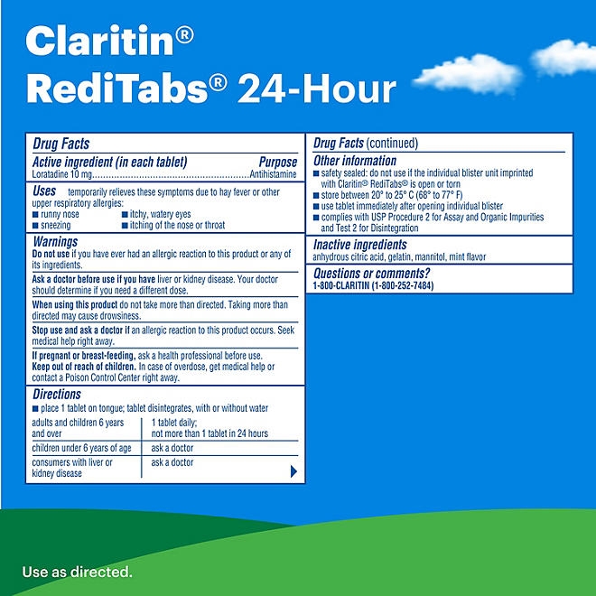 Claritin 24 Hour Non-Drowsy Allergy Medicine RediTabs 70 ct. - Image 9
