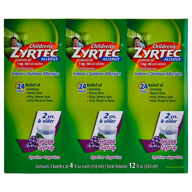 Children's Zyrtec Antihistamine Allergy Liquid, Grape, 4 fl. oz., 3 pk. - Image 2