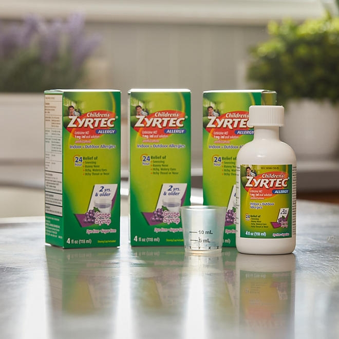 Children's Zyrtec Antihistamine Allergy Liquid, Grape, 4 fl. oz., 3 pk. - Image 3