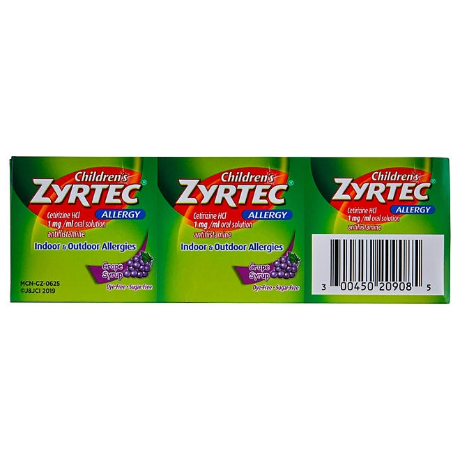 Children's Zyrtec Antihistamine Allergy Liquid, Grape, 4 fl. oz., 3 pk. - Image 7