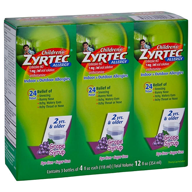 Children's Zyrtec Antihistamine Allergy Liquid, Grape, 4 fl. oz., 3 pk. - Image 8