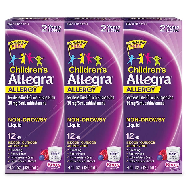 Allegra Children's 12-Hour Berry Flavor Allergy Relief Liquid, 4 fl. oz., 3 pk - Image 2