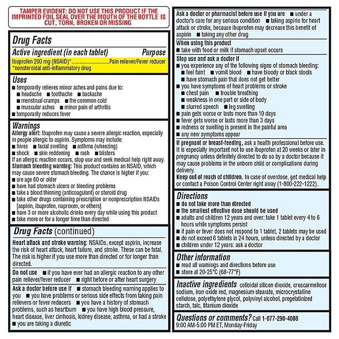 Member's Mark Ibuprofen Pain Reliever and Fever Reducer Tablet, 200 mg, 1200 ct. - Image 3