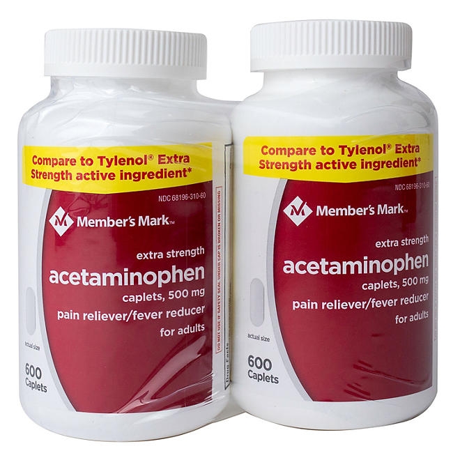 Member's Mark Extra Strength Acetaminophen Caplets, 500 mg, 1200 ct. - Image 2