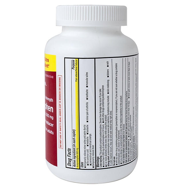 Member's Mark Extra Strength Acetaminophen Caplets, 500 mg, 1200 ct. - Image 5