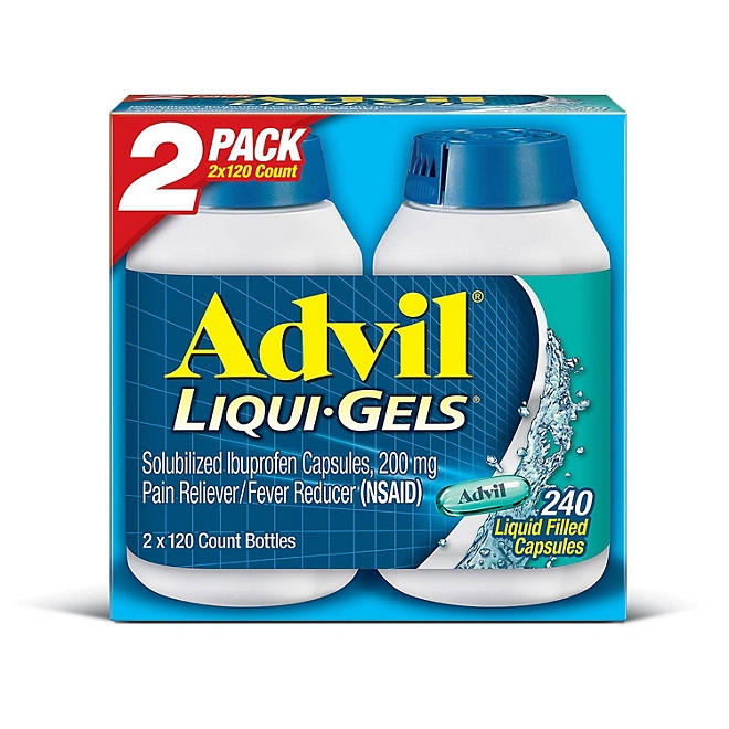 Advil Liqui-Gels Pain Reliever and Fever Reducer, Ibuprofen 200mg Capules, 240 ct. - Image 2