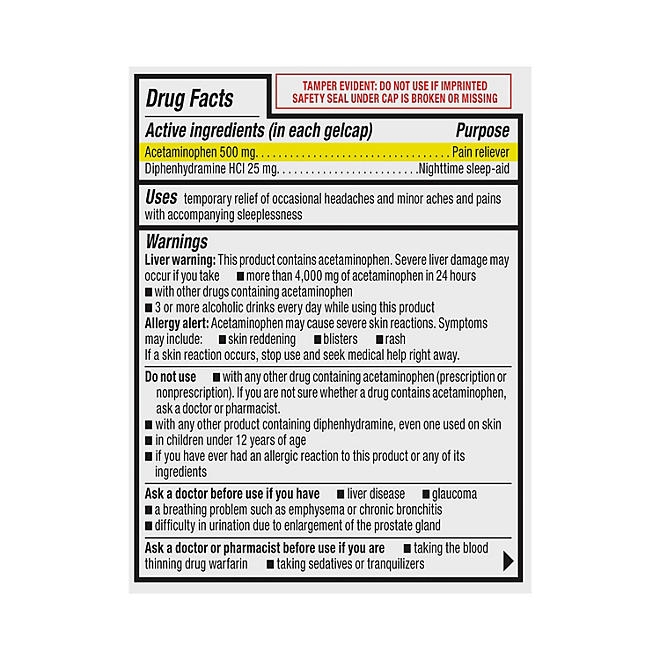 Member's Mark Extra Strength Acetaminophen PM Gelcaps, 375 ct. - Image 3