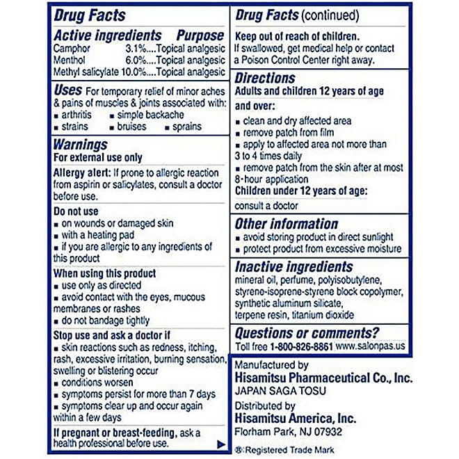 Salonpas Pain-Relieving Patch, 140 ct. - Image 3
