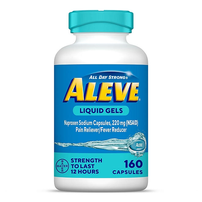 Aleve Pain Reliever & Fever Reducer Liquid Gels, Naproxen Sodium, Pain Relief, 160 ct. - Image 2