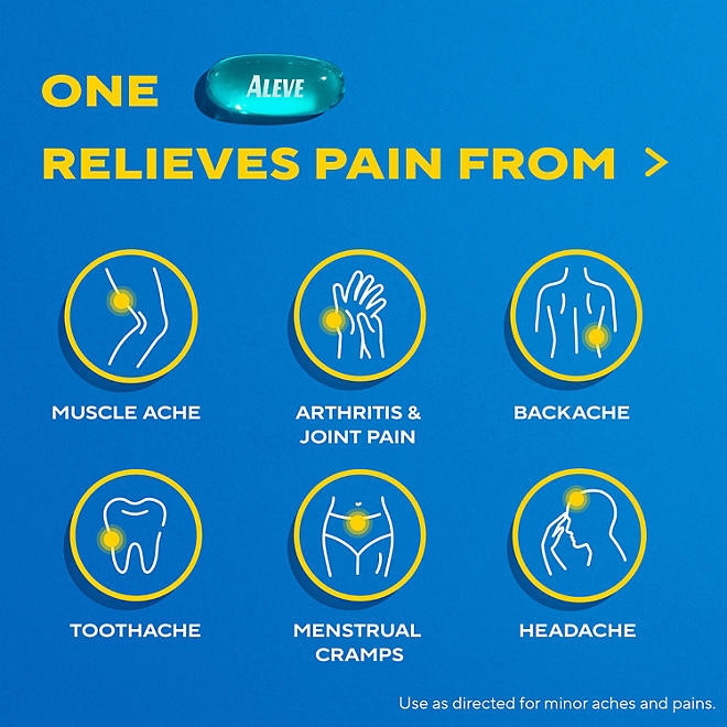 Aleve Pain Reliever & Fever Reducer Liquid Gels, Naproxen Sodium, Pain Relief, 160 ct. - Image 5