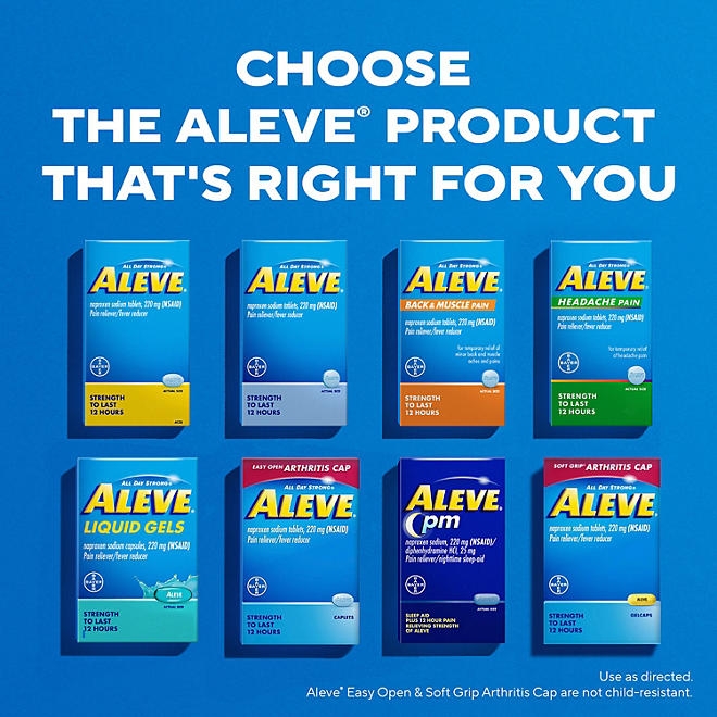 Aleve Pain Reliever & Fever Reducer Liquid Gels, Naproxen Sodium, Pain Relief, 160 ct. - Image 8