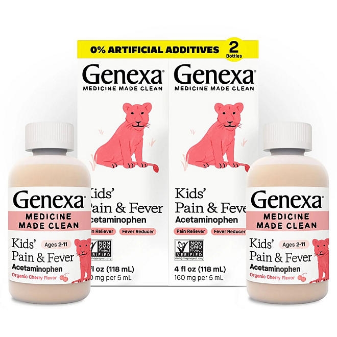 Genexa Kids' Pain & Fever Acetaminophen Liquid, Cherry, 4 fl. oz., 2 pk. - Image 2