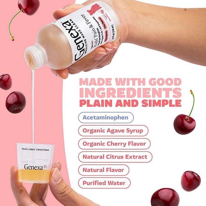 Genexa Kids' Pain & Fever Acetaminophen Liquid, Cherry, 4 fl. oz., 2 pk. - Image 4