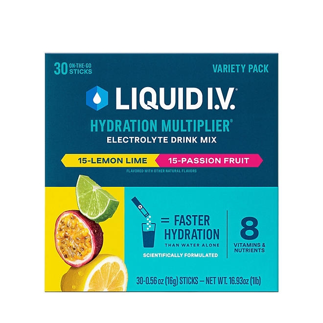 Liquid I.V. Hydration Multiplier Variety Pack, Lemon Lime & Passion Fruit, 30 ct. - Image 2