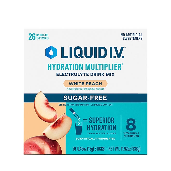 Liquid I.V. Hydration Multiplier Sugar-Free, White Peach, 26 ct. - Image 2