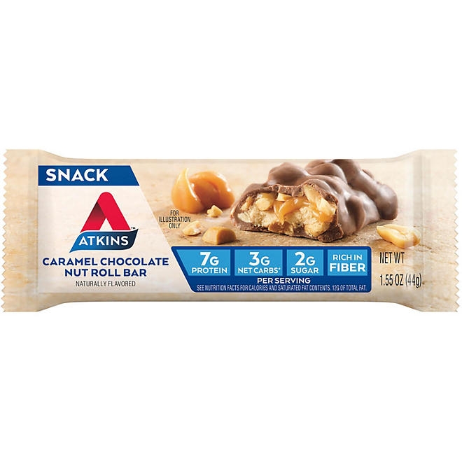 Atkins Anytime Snacks, Snack Bar, Caramel Chocolate Nut Roll, 18 ct. - Image 4