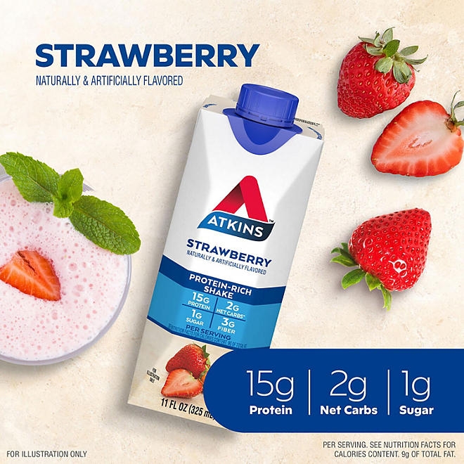 Atkins 15g Keto Protein Shake, Strawberry 11 fl. oz.,15 pk. - Image 5