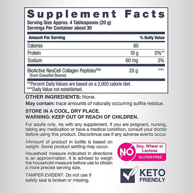 NeoCell Super Collagen Peptides, Unflavored Powder, Collagen Type 1 & 3 21.2 oz. - Image 3