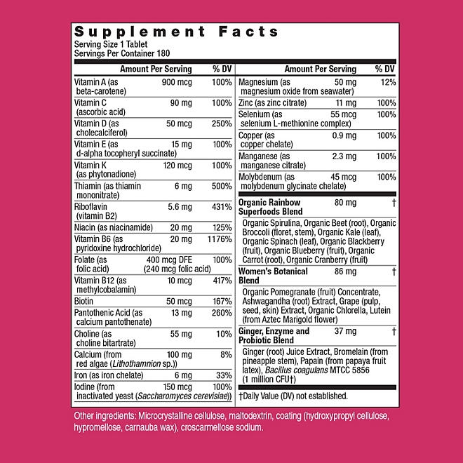 Rainbow Light Women's One Multivitamin Plus Superfoods & Probiotics Tablets 180 ct. - Image 3