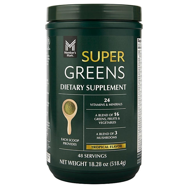 Member's Mark Super Greens Powder, Tropical Flavor, 18.28 Ounces, 48 Servings - Image 2