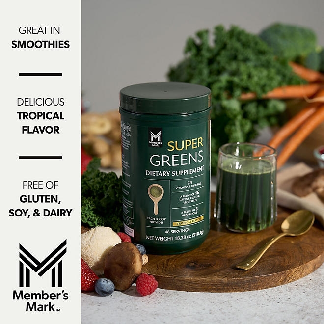 Member's Mark Super Greens Powder, Tropical Flavor, 18.28 Ounces, 48 Servings - Image 7