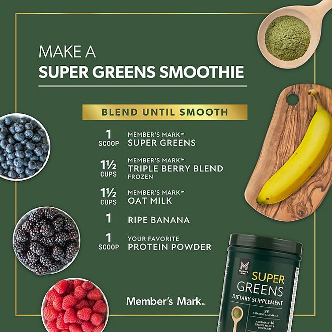Member's Mark Super Greens Powder, Tropical Flavor, 18.28 Ounces, 48 Servings - Image 9
